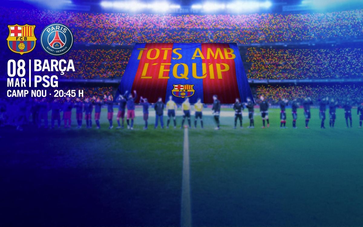 El Camp Nou, junto al Barça con el tifo 'Todos con el equipo' y 80.000 banderitas