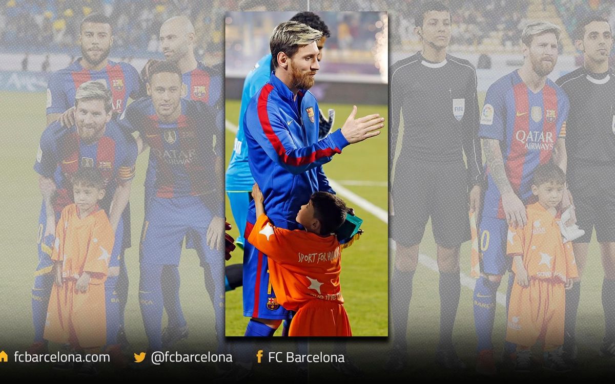 Afghan boy who wore plastic Argentina shirt accompanies Messi out on to the field in Qatar