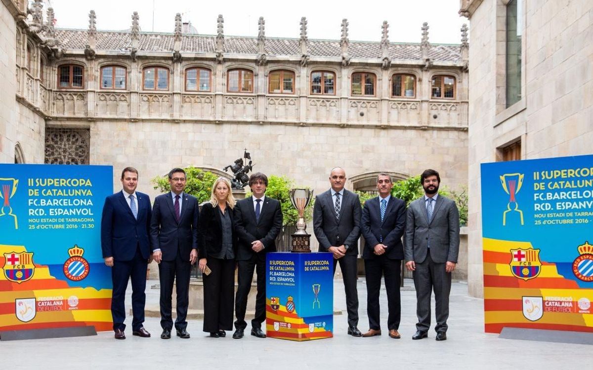 Josep Maria Bartomeu, en la presentación de la Supercopa de Catalunya en el Palau de la Generalitat