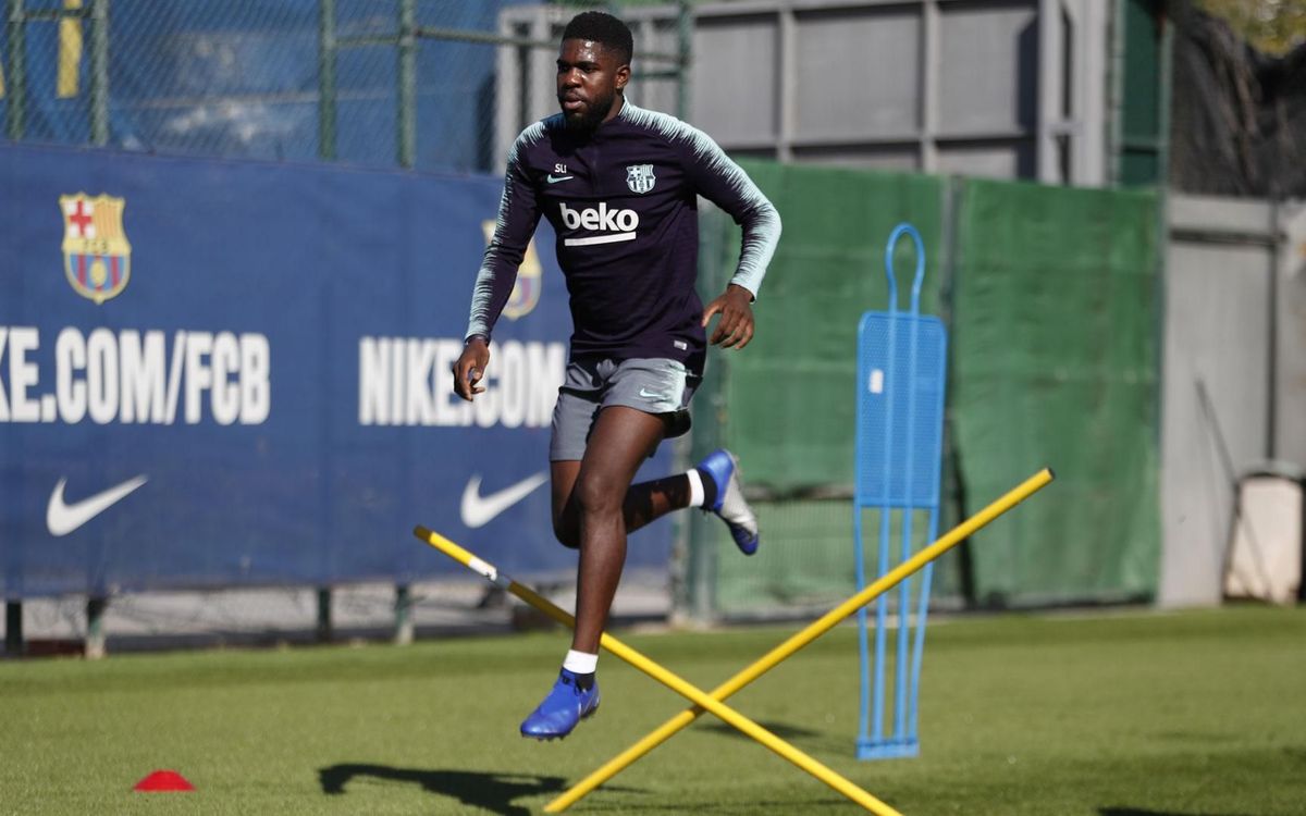 Entrenamiento de recuperación con Messi y Umtiti