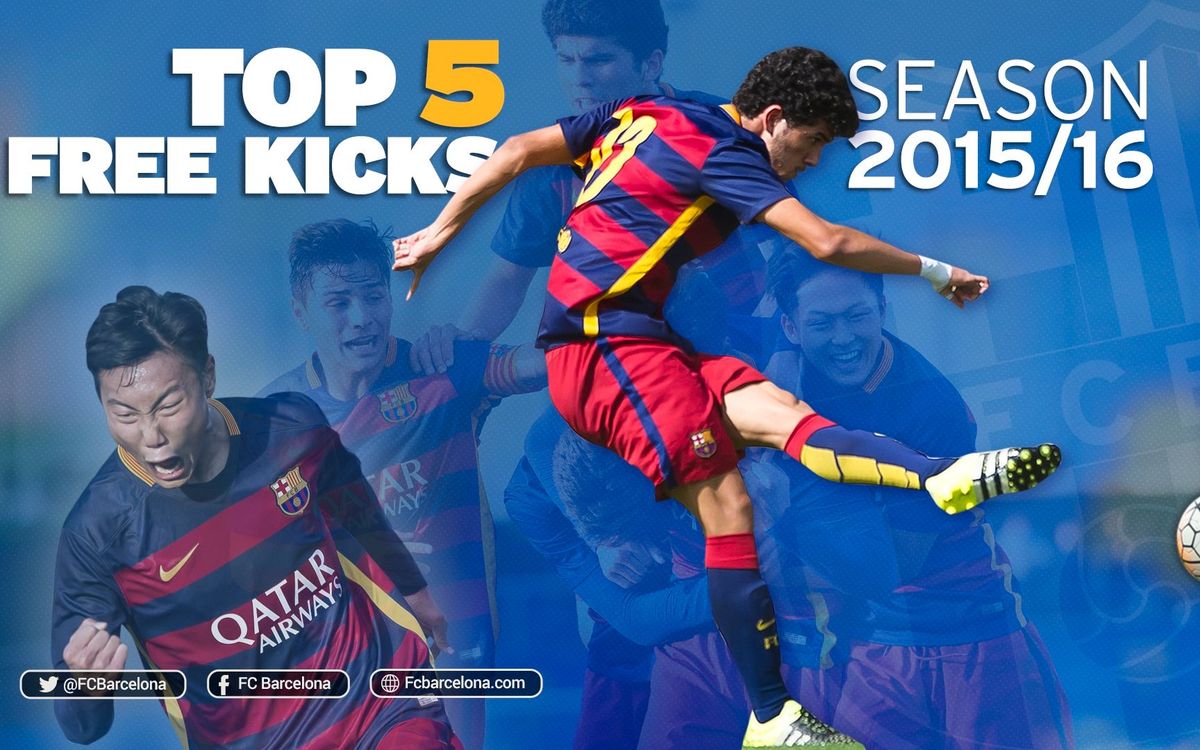 Els cinc millors gols de falta dels equips del futbol formatiu del FC Barcelona la temporada 2015/16