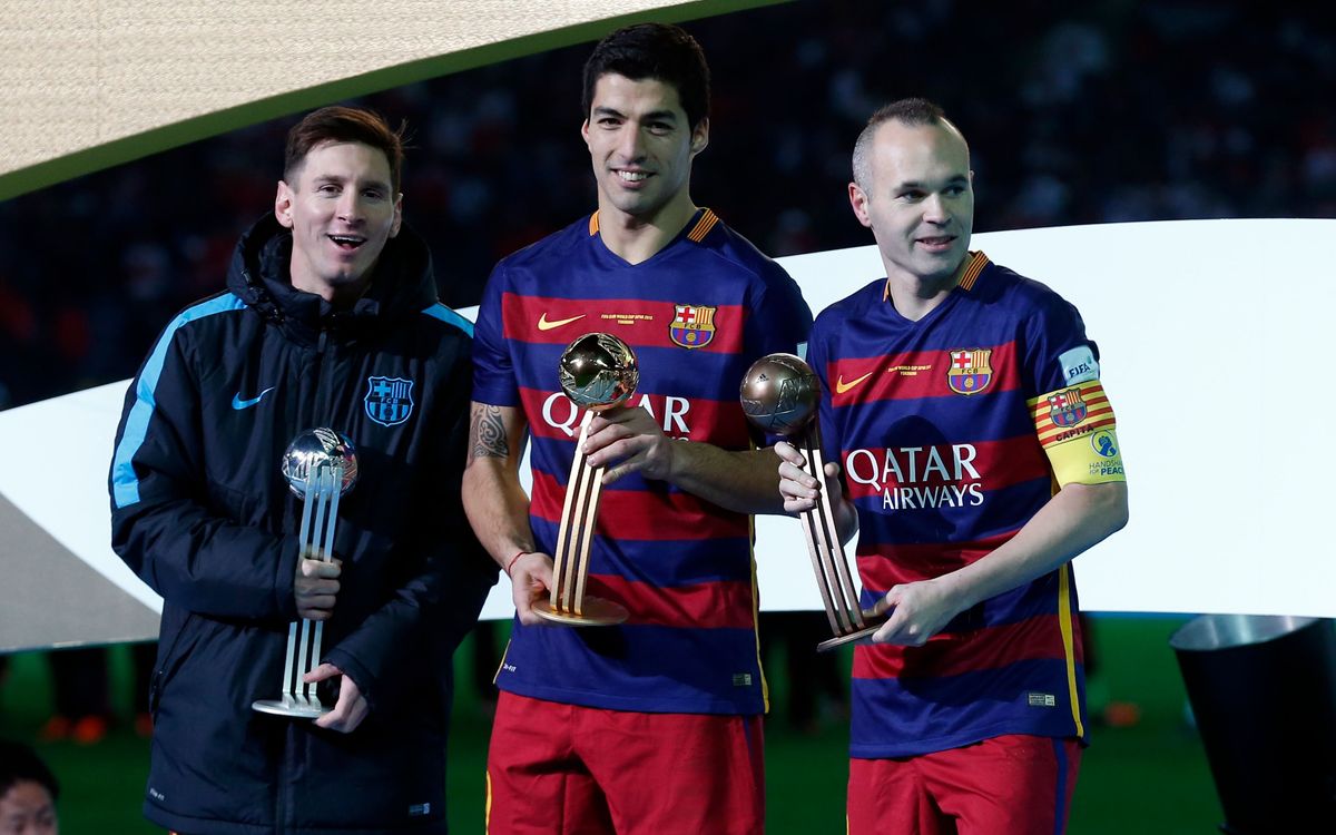 Iniesta, Messi i Suárez protagonitzen el podi de premis individuals del Mundial de Clubs