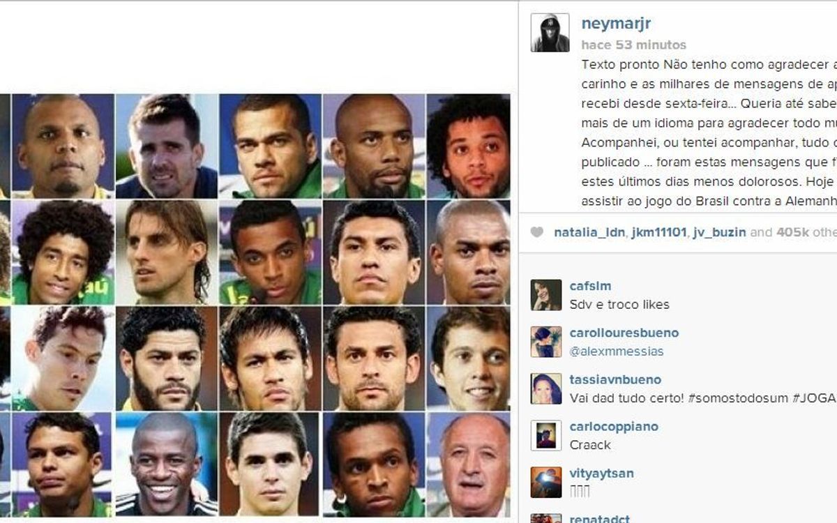 Neymar Jr agradece el apoyo del mundo del deporte