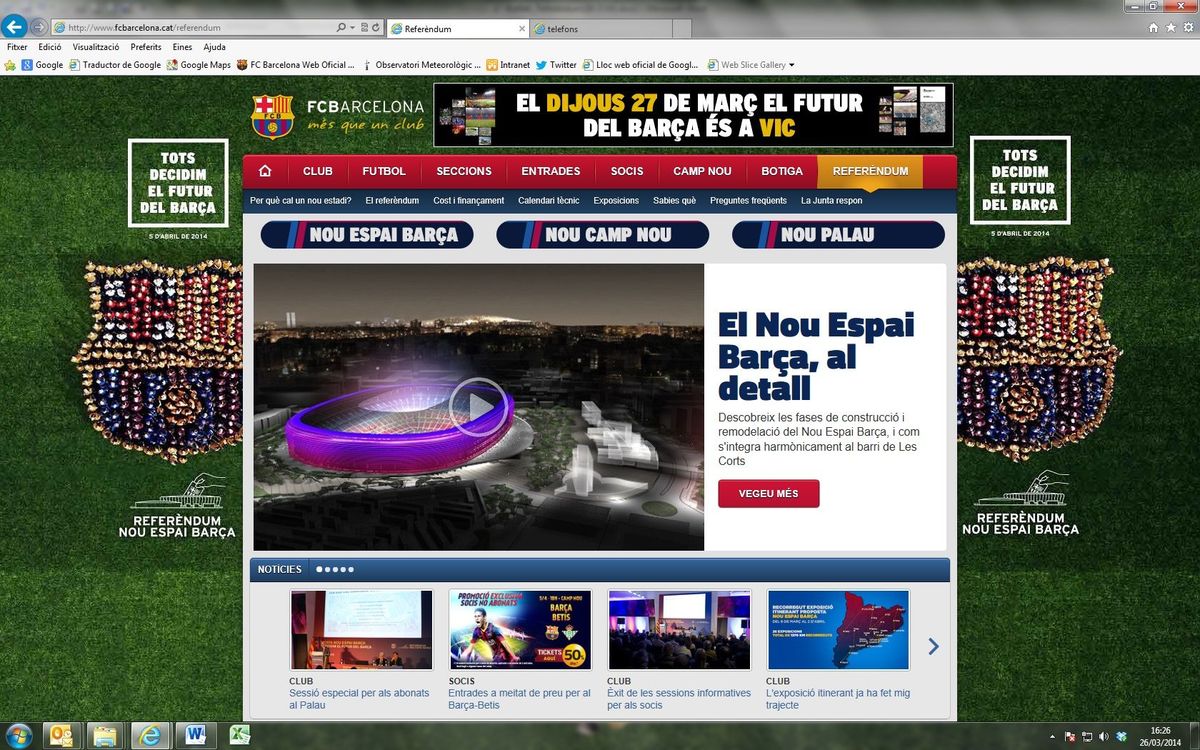 Uso masivo del microsite del Referéndum del Nuevo Espai Barça